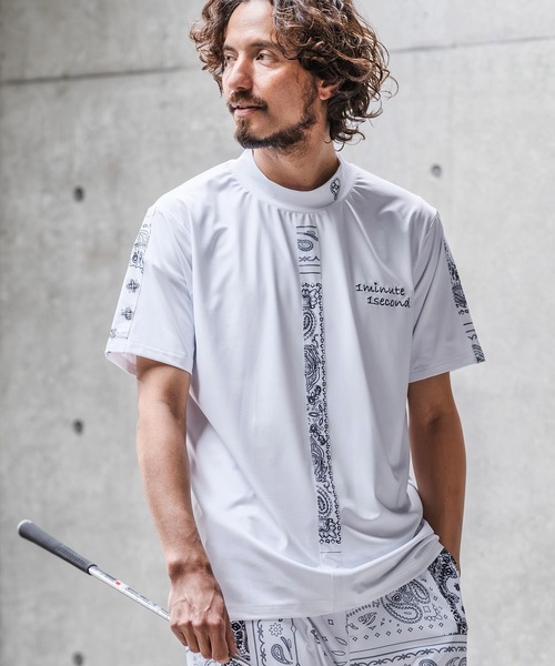 1minute 1second(ワンミニットワンセカンド)の「mt10276-high stretch knit line mock neck T モックネックカットソー(1M26N040)(Tシャツ/カットソー・メンズ・ホワイト系その他/ホワイト×ブラック/ブラック系その他・XL/L/M/S)」の8枚目の写真