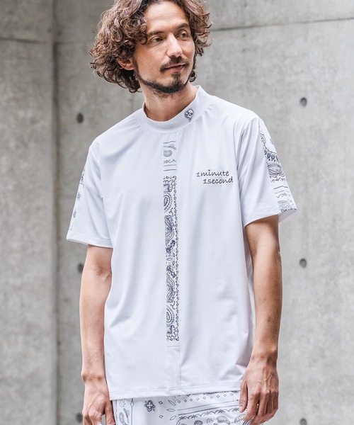 1minute 1second(ワンミニットワンセカンド)の「mt10276-high stretch knit line mock neck T モックネックカットソー(1M26N040)(Tシャツ/カットソー・メンズ・ホワイト系その他/ホワイト×ブラック/ブラック系その他・XL/L/M/S)」の9枚目の写真