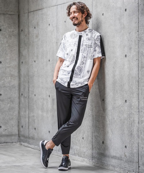 1minute 1second(ワンミニットワンセカンド)の「mt10276-high stretch knit line mock neck T モックネックカットソー(1M26N040)(Tシャツ/カットソー・メンズ・ホワイト系その他/ホワイト×ブラック/ブラック系その他・XL/L/M/S)」の14枚目の写真