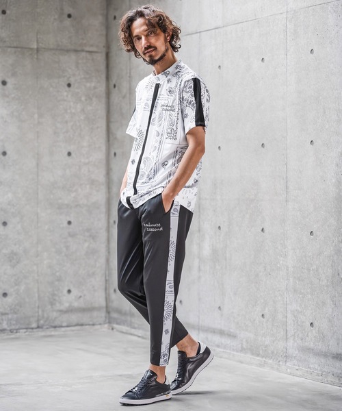 1minute 1second(ワンミニットワンセカンド)の「mt10276-high stretch knit line mock neck T モックネックカットソー(1M26N040)(Tシャツ/カットソー・メンズ・ホワイト系その他/ホワイト×ブラック/ブラック系その他・XL/L/M/S)」の15枚目の写真
