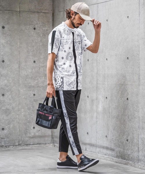 1minute 1second(ワンミニットワンセカンド)の「mt10276-high stretch knit line mock neck T モックネックカットソー(1M26N040)(Tシャツ/カットソー・メンズ・ホワイト系その他/ホワイト×ブラック/ブラック系その他・XL/L/M/S)」の16枚目の写真