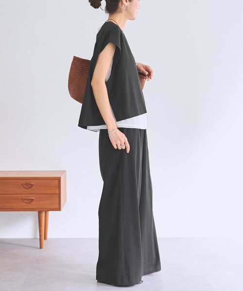 BEARDSLEY（ビアズリー）の「リネンウエストリブパンツ（その他パンツ・レディース・グレー/ブラック/ベージュ・0/1/2）」の12枚目の写真