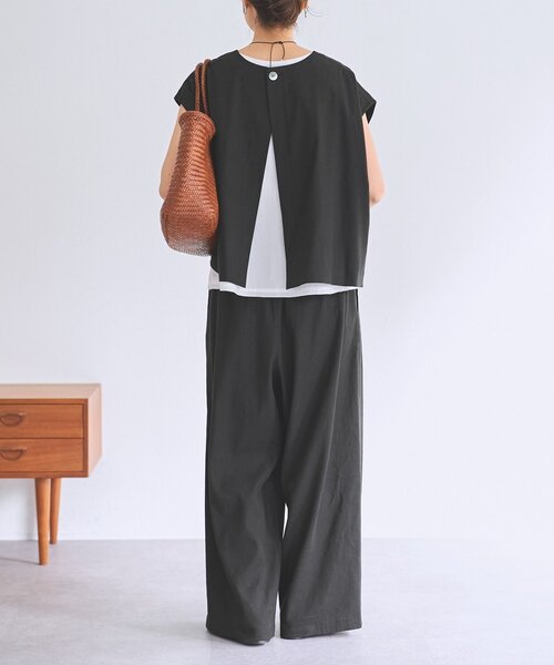 BEARDSLEY（ビアズリー）の「リネンウエストリブパンツ（その他パンツ・レディース・グレー/ブラック/ベージュ・0/1/2）」の13枚目の写真