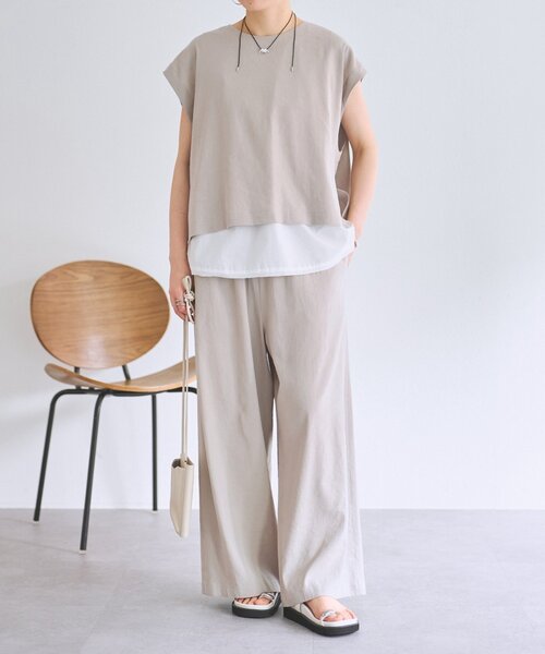 BEARDSLEY(ビアズリー)の「リネンウエストリブパンツ【セットアップ】(その他パンツ・レディース・グレー/ブラック/ベージュ・0/1/2)」の7枚目の写真