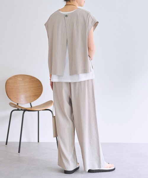 BEARDSLEY(ビアズリー)の「リネンウエストリブパンツ【セットアップ】(その他パンツ・レディース・グレー/ブラック/ベージュ・0/1/2)」の9枚目の写真