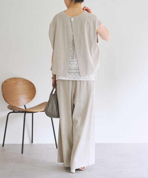 BEARDSLEY(ビアズリー)の「リネンウエストリブパンツ【セットアップ】(その他パンツ・レディース・グレー/ブラック/ベージュ・0/1/2)」の17枚目の写真