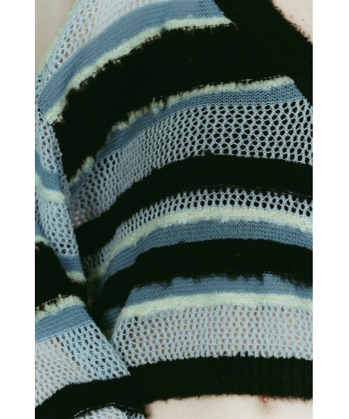 Knuth Marf（クヌースマーフ）の「Knuth Marf double-faced border knit（ニット/セーター・レディース・ブルー/ブラック・FREE）」の3枚目の写真