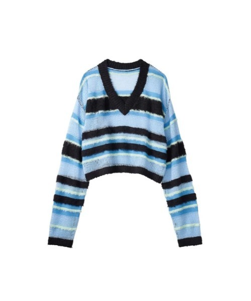Knuth Marf（クヌースマーフ）の「Knuth Marf double-faced border knit（ニット/セーター・レディース・ブルー/ブラック・FREE）」の7枚目の写真