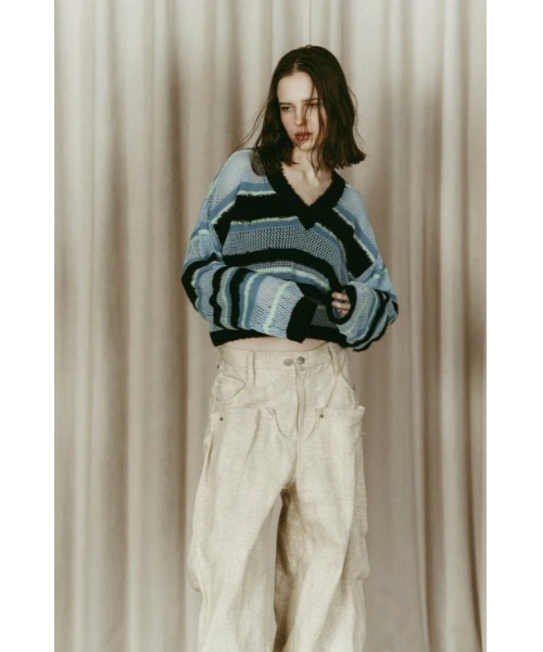 Knuth Marf（クヌースマーフ）の「Knuth Marf double-faced border knit（ニット/セーター・レディース・ブルー/ブラック・FREE）」の4枚目の写真