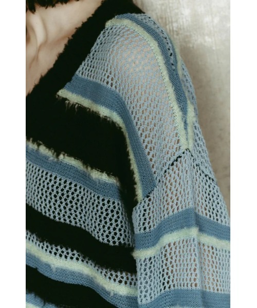Knuth Marf（クヌースマーフ）の「Knuth Marf double-faced border knit（ニット/セーター・レディース・ブルー/ブラック・FREE）」の5枚目の写真