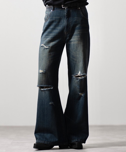CLEL】Vintage Design Damage Pantalon Denim Pants / ヴィンテージ