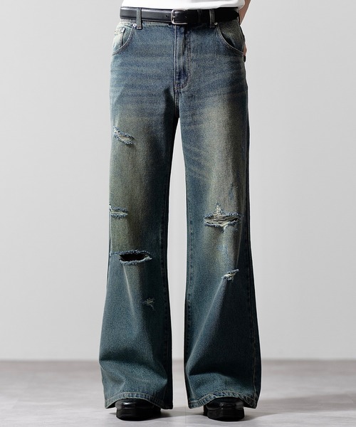 CLEL】Vintage Design Damage Pantalon Denim Pants / ヴィンテージ