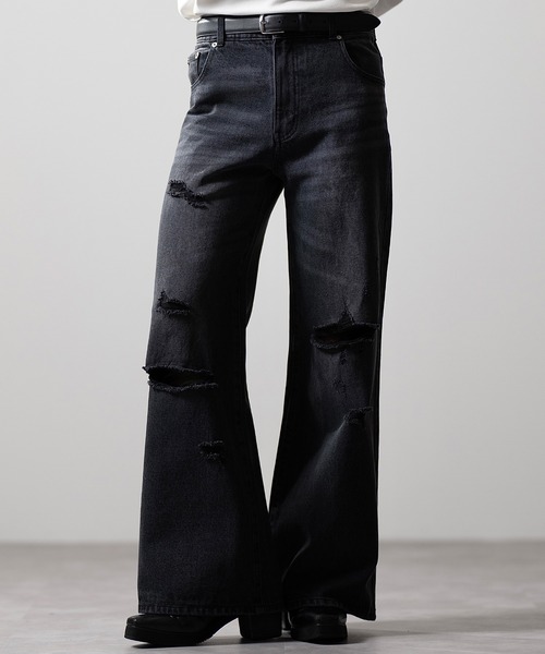 CLEL（クレイル）の「【CLEL】Vintage Design Damage Pantalon Denim Pants / ヴィンテージデザイン ダメージパンタロンデニムパンツ（デニムパンツ・メンズ・ブルー/インディゴブルー/ブラック・S/XS/L/M）」の2枚目の写真