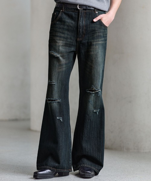 CLEL（クレイル）の「【CLEL】Vintage Design Damage Pantalon Denim Pants / ヴィンテージデザイン ダメージパンタロンデニムパンツ（デニムパンツ・メンズ・ブルー/インディゴブルー/ブラック・S/XS/L/M）」の16枚目の写真