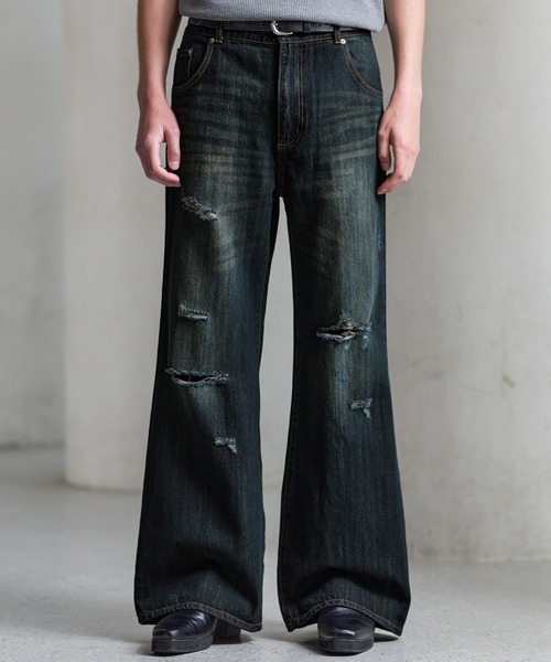 CLEL（クレイル）の「【CLEL】Vintage Design Damage Pantalon Denim Pants / ヴィンテージデザイン ダメージパンタロンデニムパンツ（デニムパンツ・メンズ・ブルー/インディゴブルー/ブラック・S/XS/L/M）」の17枚目の写真