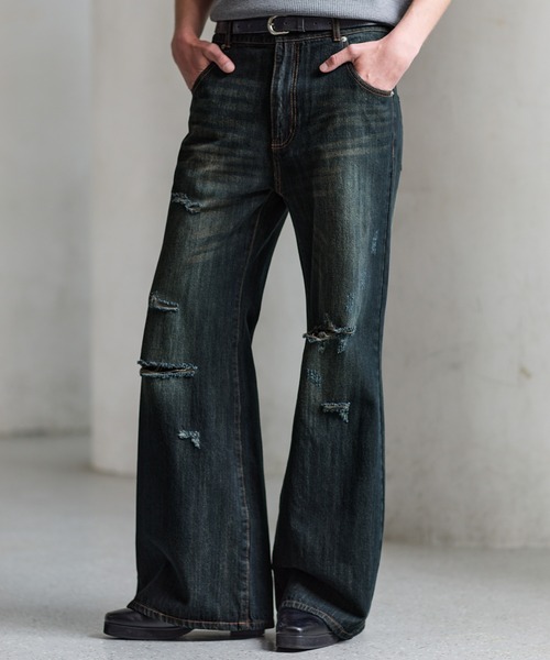 CLEL（クレイル）の「【CLEL】Vintage Design Damage Pantalon Denim Pants / ヴィンテージデザイン ダメージパンタロンデニムパンツ（デニムパンツ・メンズ・ブルー/インディゴブルー/ブラック・S/XS/L/M）」の21枚目の写真