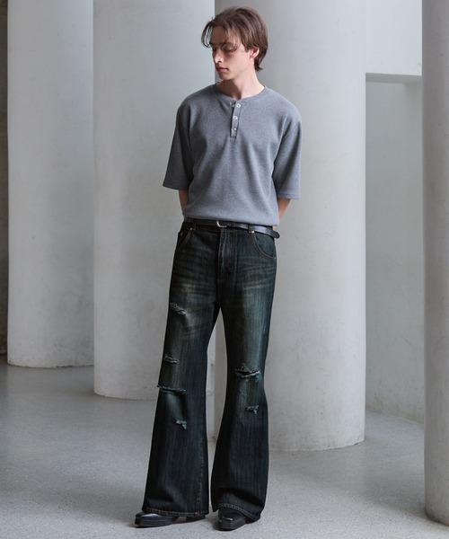 CLEL（クレイル）の「【CLEL】Vintage Design Damage Pantalon Denim Pants / ヴィンテージデザイン ダメージパンタロンデニムパンツ（デニムパンツ・メンズ・ブルー/インディゴブルー/ブラック・S/XS/L/M）」の22枚目の写真