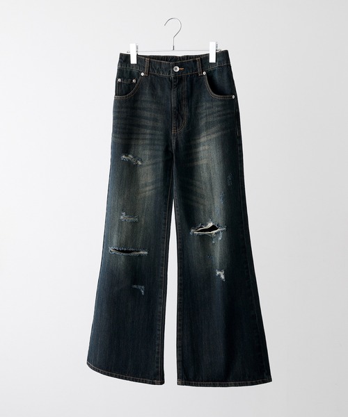 CLEL（クレイル）の「【CLEL】Vintage Design Damage Pantalon Denim Pants / ヴィンテージデザイン ダメージパンタロンデニムパンツ（デニムパンツ・メンズ・ブルー/インディゴブルー/ブラック・S/XS/L/M）」の4枚目の写真