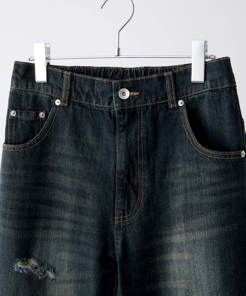 CLEL（クレイル）の「【CLEL】Vintage Design Damage Pantalon Denim Pants / ヴィンテージデザイン ダメージパンタロンデニムパンツ（デニムパンツ・メンズ・ブルー/インディゴブルー/ブラック・S/XS/L/M）」の7枚目の写真