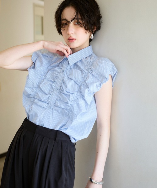 ELLEgirl(エルガール)の「フレンチスリーブバルーンシャツ(シャツ/ブラウス・レディース・ブルー系その他/サックスブルー・FREE)」の1枚目の写真