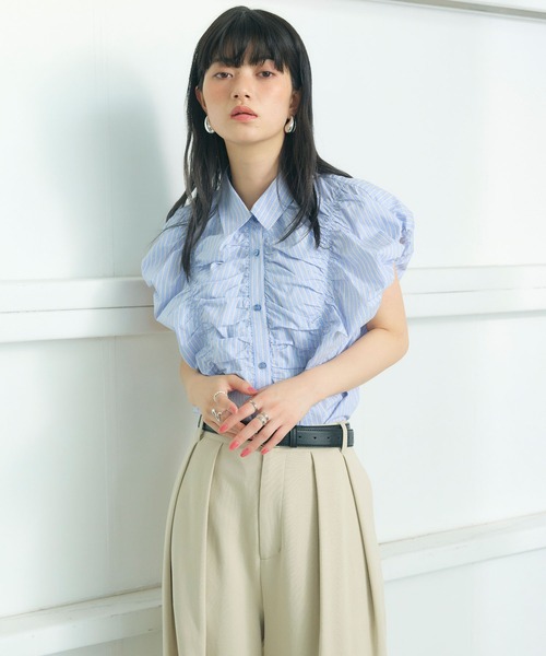 ELLEgirl(エルガール)の「フレンチスリーブバルーンシャツ(シャツ/ブラウス・レディース・ブルー系その他/サックスブルー・FREE)」の20枚目の写真