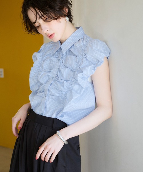 ELLEgirl(エルガール)の「フレンチスリーブバルーンシャツ(シャツ/ブラウス・レディース・ブルー系その他/サックスブルー・FREE)」の7枚目の写真