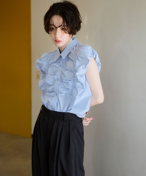ELLEgirl(エルガール)の「フレンチスリーブバルーンシャツ(シャツ/ブラウス・レディース・ブルー系その他/サックスブルー・FREE)」の5枚目の写真