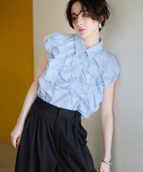ELLEgirl(エルガール)の「フレンチスリーブバルーンシャツ(シャツ/ブラウス・レディース・ブルー系その他/サックスブルー・FREE)」の8枚目の写真