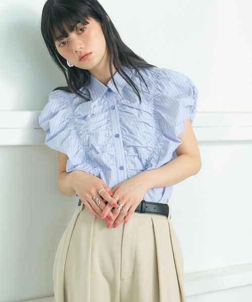 ELLEgirl(エルガール)の「フレンチスリーブバルーンシャツ(シャツ/ブラウス・レディース・ブルー系その他/サックスブルー・FREE)」の17枚目の写真