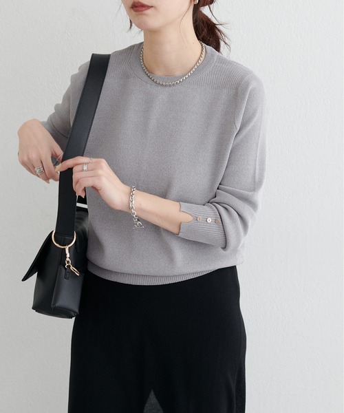 LARUTA(ラルータ)の「【LARUTA】袖口ちび釦シンプルニット(ニット/セーター・レディース・ライトグレー/グリーン/ベージュ/その他1/アイボリー/ブラック・FREE)」の20枚目の写真