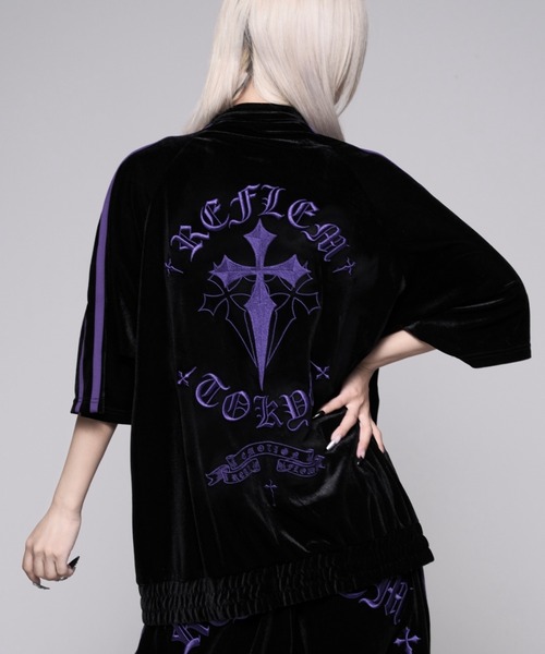 REFLEM/レフレム』クロス刺繍ベロアトラックジャージ（ジャージ