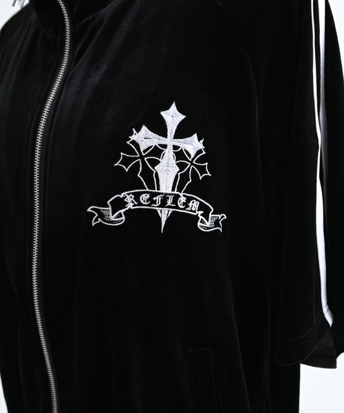 REFLEM(レフレム)の「『REFLEM/レフレム』クロス刺繍ベロアトラックジャージ(ジャージ・レディース・レオパード/ブラック×パープル/ブラック×ピンク/ブラック×ホワイト・FREE)」の22枚目の写真