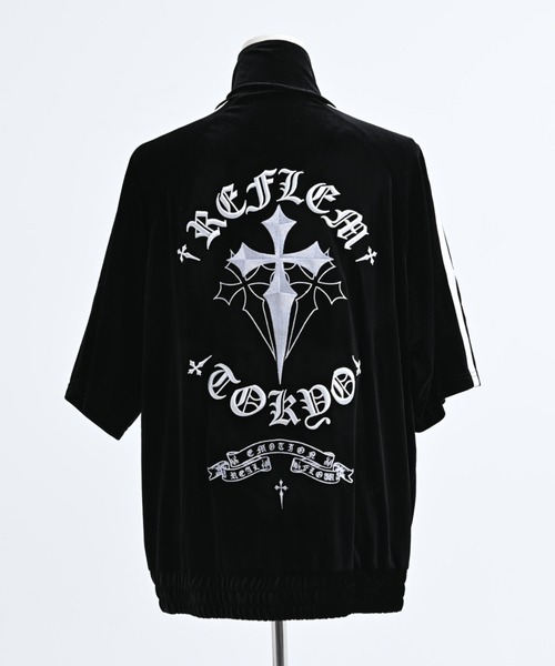 REFLEM(レフレム)の「『REFLEM/レフレム』クロス刺繍ベロアトラックジャージ(ジャージ・レディース・レオパード/ブラック×パープル/ブラック×ピンク/ブラック×ホワイト・FREE)」の21枚目の写真