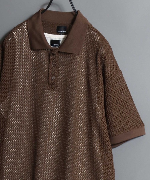 セール】Lace Polo Shirt and Waffle Tank Layered Set / 【セット