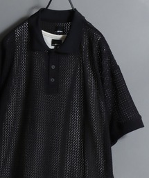 Lace Polo Shirt and Waffle Tank Layered Set / 【セットアイテム】半袖レースポロシャツ × ワッフルタンク レイヤードアンサンブル メンズ メッシュトップス