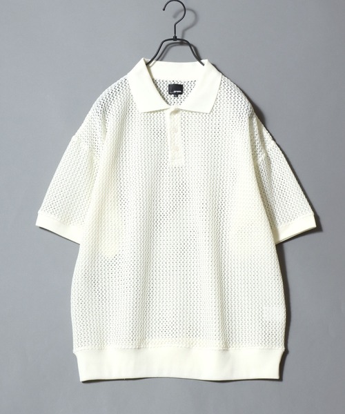ANPAS(アンパス)の「Lace Polo Shirt and Waffle Tank Layered Set / 【セットアイテム】半袖レースポロシャツ × ワッフルタンク レイヤードアンサンブル メンズ メッシュトップス(ポロシャツ・メンズ・ブラック/ブラウン/オフホワイト・M/L)」の6枚目の写真