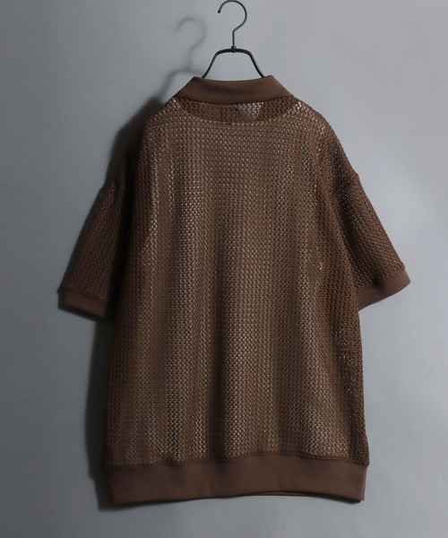 ANPAS(アンパス)の「Lace Polo Shirt and Waffle Tank Layered Set / 【セットアイテム】半袖レースポロシャツ × ワッフルタンク レイヤードアンサンブル メンズ メッシュトップス(ポロシャツ・メンズ・ブラック/ブラウン/オフホワイト・M/L)」の10枚目の写真