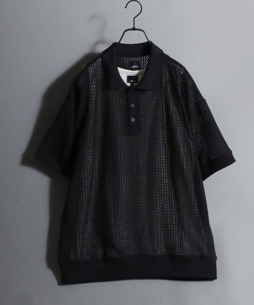 ANPAS(アンパス)の「Lace Polo Shirt and Waffle Tank Layered Set / 【セットアイテム】半袖レースポロシャツ × ワッフルタンク レイヤードアンサンブル メンズ メッシュトップス(ポロシャツ・メンズ・ブラック/ブラウン/オフホワイト・M/L)」の13枚目の写真