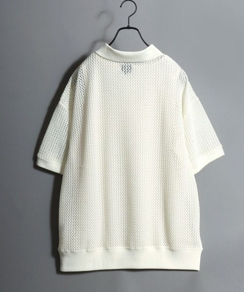 ANPAS(アンパス)の「Lace Polo Shirt and Waffle Tank Layered Set / 【セットアイテム】半袖レースポロシャツ × ワッフルタンク レイヤードアンサンブル メンズ メッシュトップス(ポロシャツ・メンズ・ブラック/ブラウン/オフホワイト・M/L)」の5枚目の写真