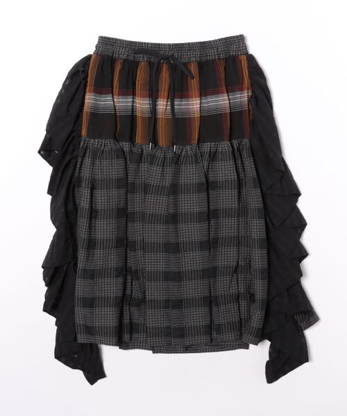 Vivienne Westwood(ヴィヴィアンウエストウッド)の「テクスチャーチェックブロッキングギャザーフリルスカート(スカート・レディース・キナリ/ブラック系その他・FREE)」の2枚目の写真