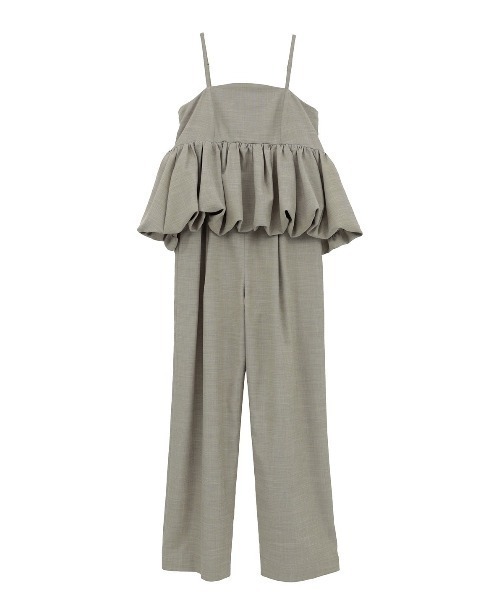 CLANE(クラネ)の「CLANE/クラネ/PEPLUM LAYERED ALLINONE(サロペット/オーバーオール・レディース・ブラック/グレー/アイボリー・1)」の3枚目の写真