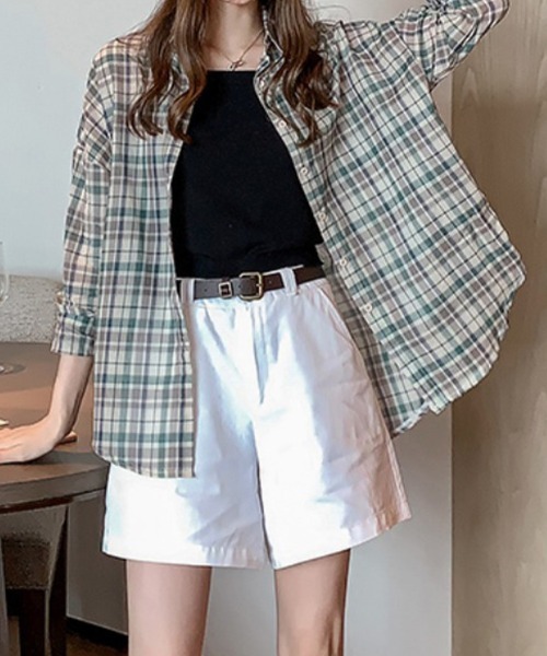 mielu（ミエル）の「カジュアルチェックシャツ（シャツ/ブラウス・レディース・イエロー/グリーン・LARGE/MEDIUM）」の6枚目の写真