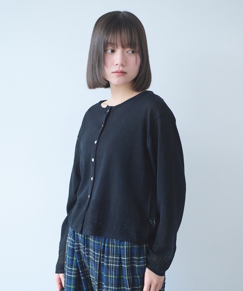 bulle de savon（ビュルデサボン）の「レースニット カーディガン（カーディガン/ボレロ・レディース・ブラック/キナリ・FREE）」の12枚目の写真