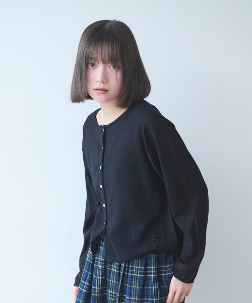 bulle de savon（ビュルデサボン）の「レースニット カーディガン（カーディガン/ボレロ・レディース・ブラック/キナリ・FREE）」の14枚目の写真