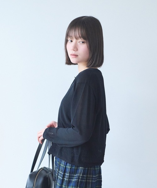bulle de savon（ビュルデサボン）の「レースニット カーディガン（カーディガン/ボレロ・レディース・ブラック/キナリ・FREE）」の15枚目の写真