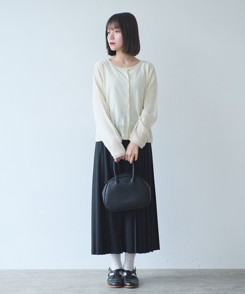bulle de savon（ビュルデサボン）の「レースニット カーディガン（カーディガン/ボレロ・レディース・ブラック/キナリ・FREE）」の8枚目の写真