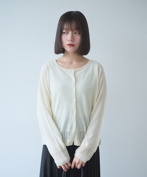 bulle de savon（ビュルデサボン）の「レースニット カーディガン（カーディガン/ボレロ・レディース・ブラック/キナリ・FREE）」の13枚目の写真
