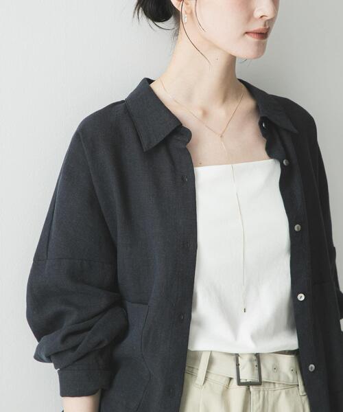 URBAN RESEARCH(アーバンリサーチ)の「ラミーレーヨンワイドショートシャツ(シャツ/ブラウス・レディース・オフホワイト/ネイビー/レッド系その他・FREE)」の10枚目の写真