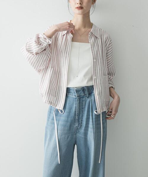 URBAN RESEARCH(アーバンリサーチ)の「ラミーレーヨンワイドショートシャツ(シャツ/ブラウス・レディース・オフホワイト/ネイビー/レッド系その他・FREE)」の20枚目の写真