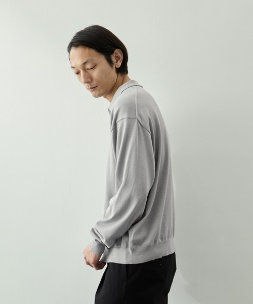 KEY TIMEZ（キータイムズ）の「【KEY TIMEZ/キータイムズ】コットンシルクスキッパーニット（ニット/セーター・メンズ・ライトグレー/ライム・1/2）」の5枚目の写真